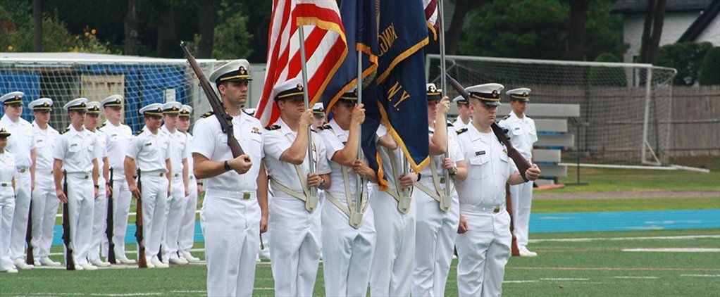 The color guard holding flags The color guard holding flags